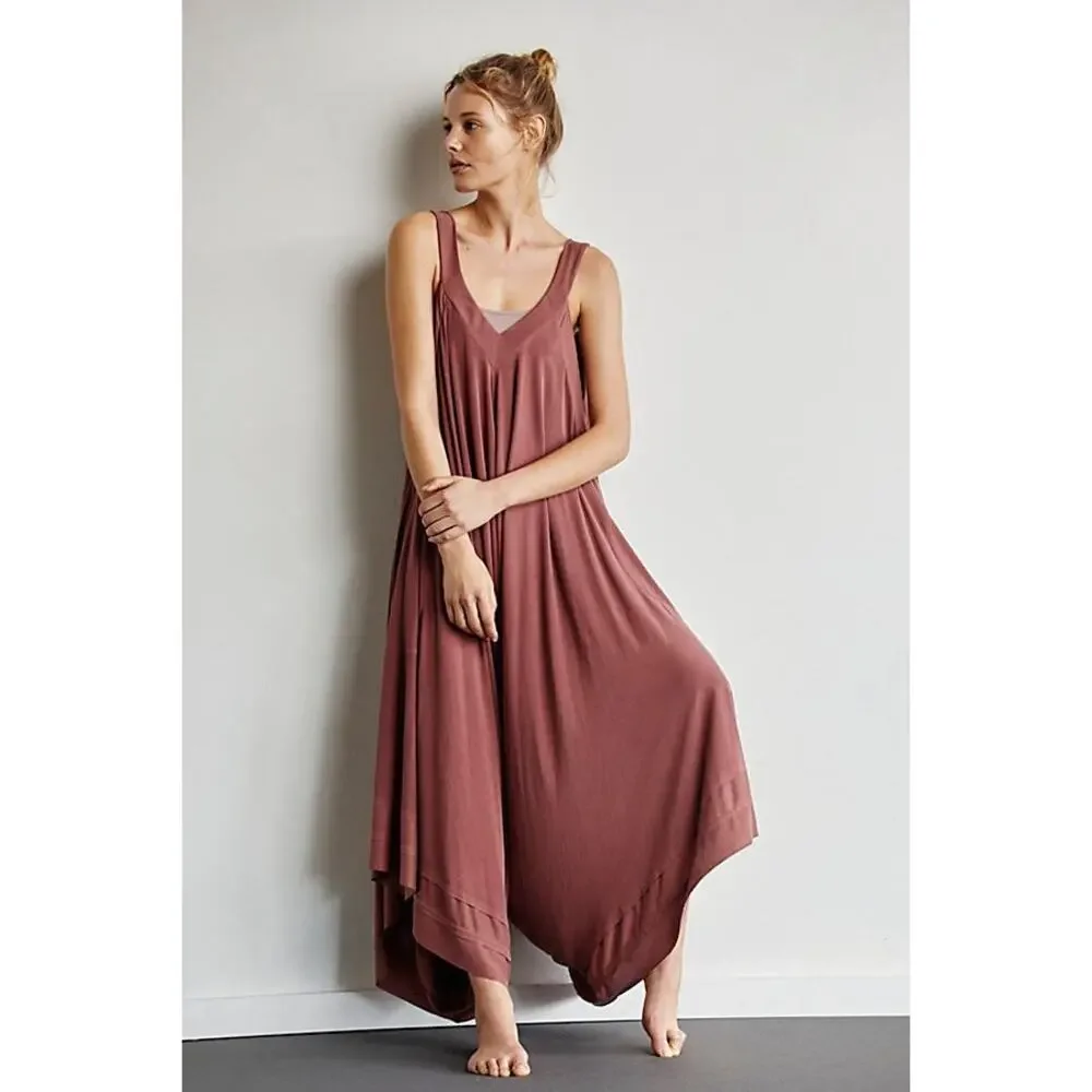 Free People FP Movement Seven Stars Jumpsuit Small Comeback Copper Onesie Romper - Picture 1 of 16
